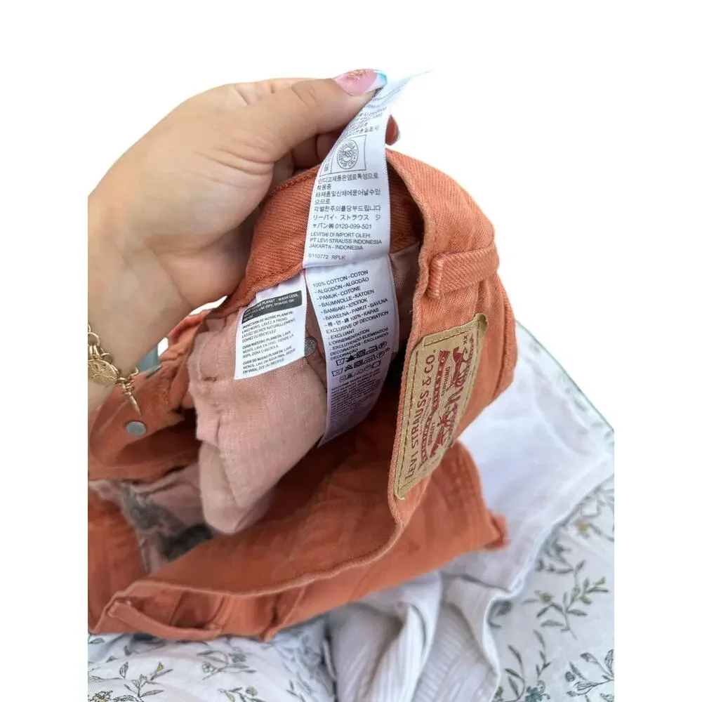 Levi’s 501 Orange Denim Shorts 100% Cotton Size 25